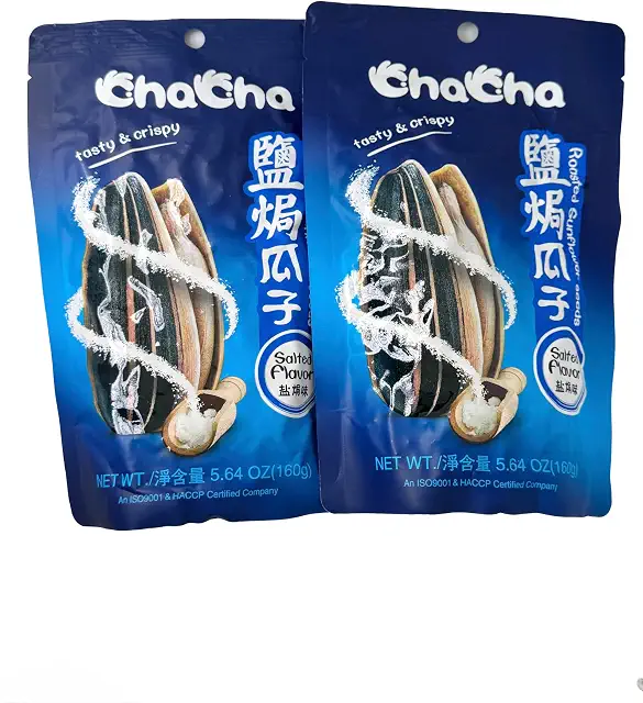ChaCha Salted Sunflower Seeds in red packaging, two bags shown