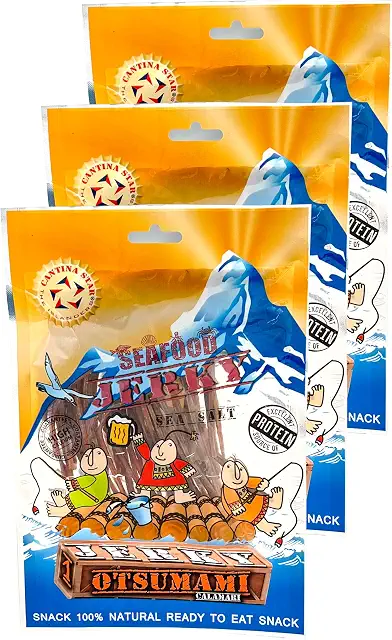 Cantina Star Otsumami calamari jerky, pack of 3