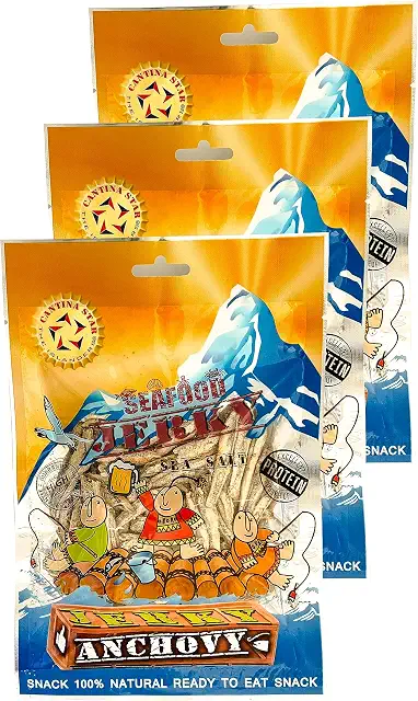 Cantina Star Anchovy fish jerky, pack of 3, 90g pouches