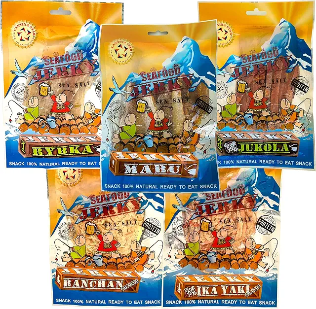 Cantina Star Picante Party Set — five bold fish jerky varieties, 5 count