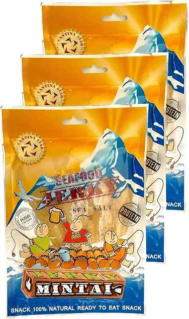 Cantina Star Mintai Alaska Pollock fish jerky, pack of 3
